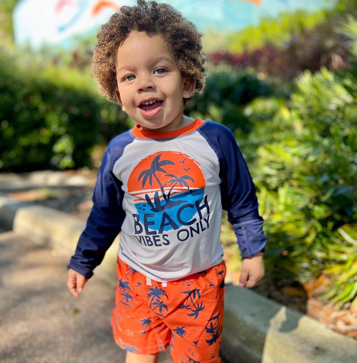 2-Piece Baby & Toddler Boys Vacation Vibes Rash Guard & Swim Trunks Set