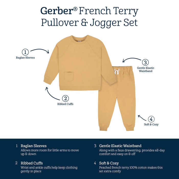 2-Piece Infant & Toddler Boys Mustard French Terry Pullover & Jogger Set