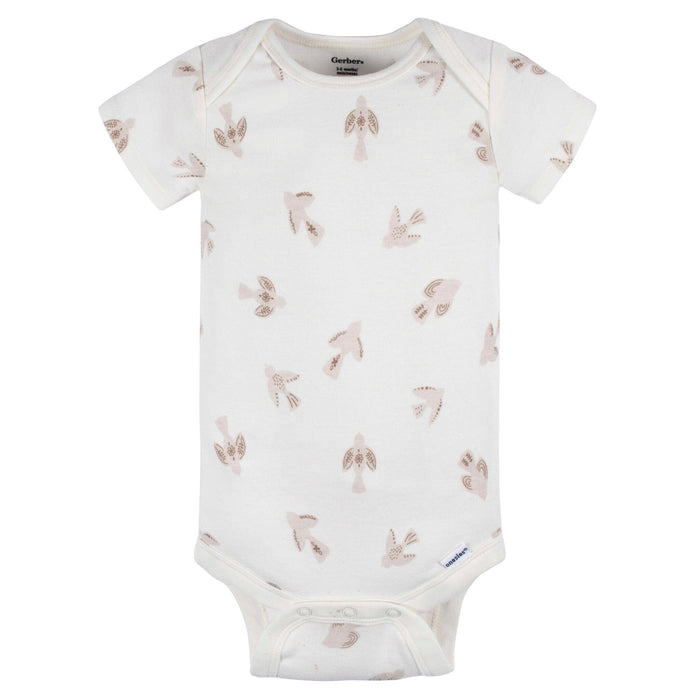 3-Pack Baby Girls Taupe Flower Fields Short Sleeve Onesies® Bodysuits Onesies Bodysuits Gerber®