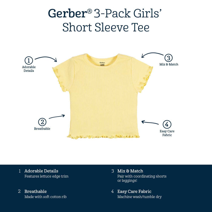 3-Pack Baby & Toddler Girls Picnic Day Dreams Short Sleeve Tees