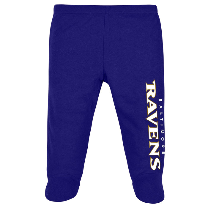 3-Piece Baby Boys Ravens Bodysuit, Footed Pant, & Cap Set