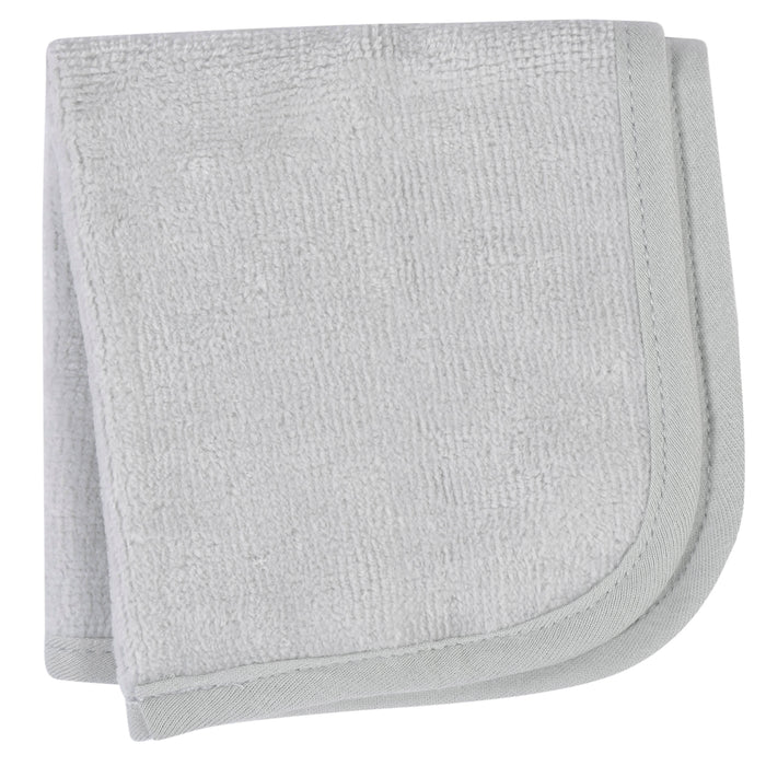 Embroidered 4-Piece Neutral Striped Gray Hooded Towel & Washcloths Set-Gerber Childrenswear