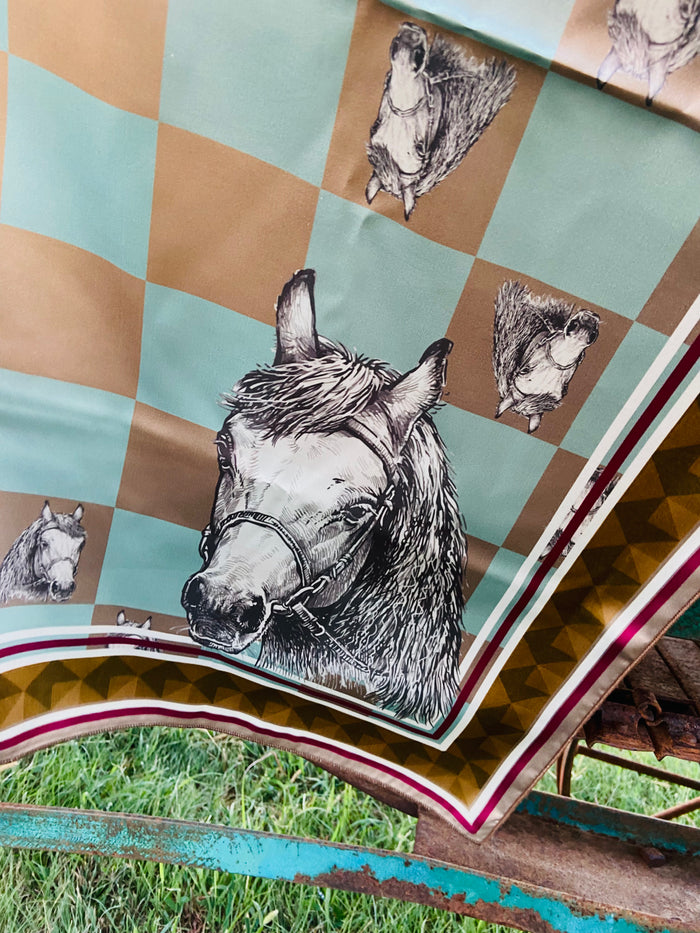Wild Horses Checkered Western Wild Rag - Deer Creek Mercantile