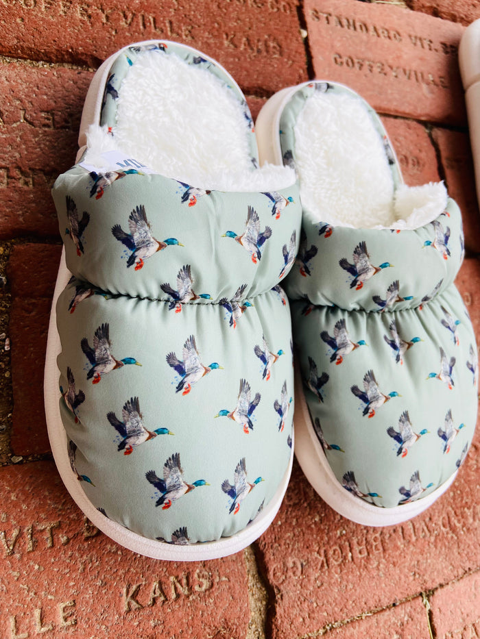 Western Slippers - Green Duck - Deer Creek Mercantile