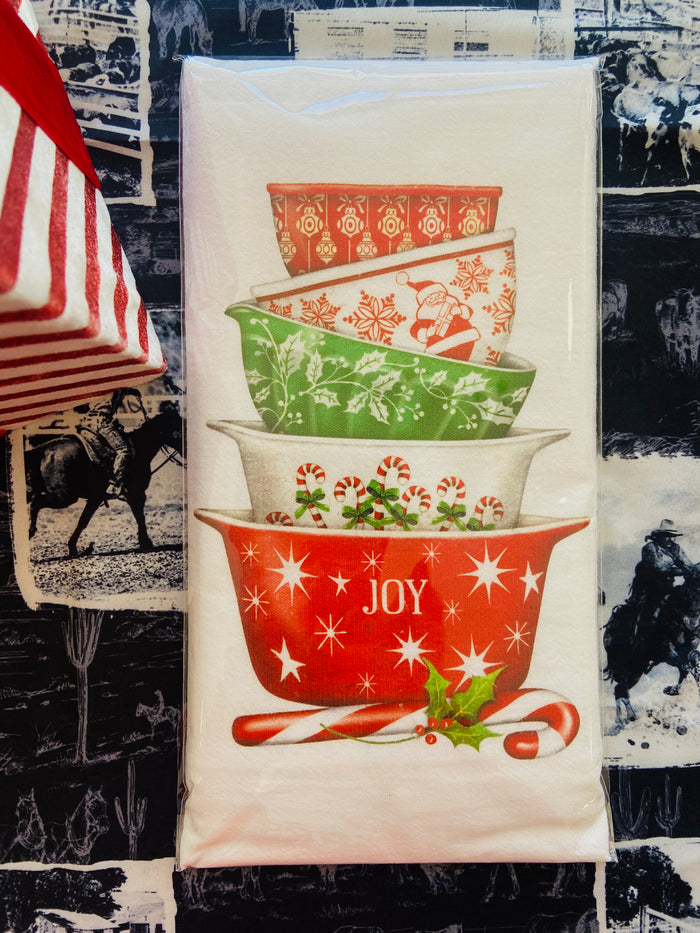 Christmas Vintage Bowls Dish Towel - Deer Creek Mercantile