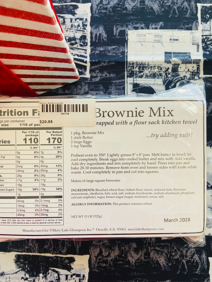 Winter Cabin Brownie Mix With Dish Towel - Deer Creek Mercantile