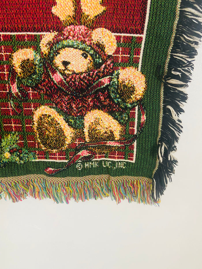 Vintage Christmas Teddy Bear Tapestry Blanket - Deer Creek Mercantile
