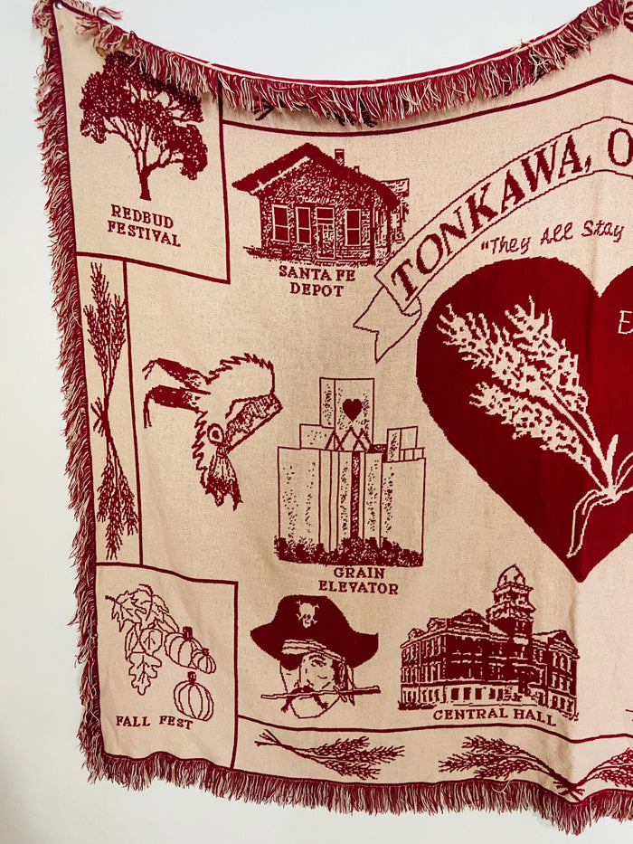 Vintage Tonkawa, Oklahoma Tapestry Blanket - Deer Creek Mercantile