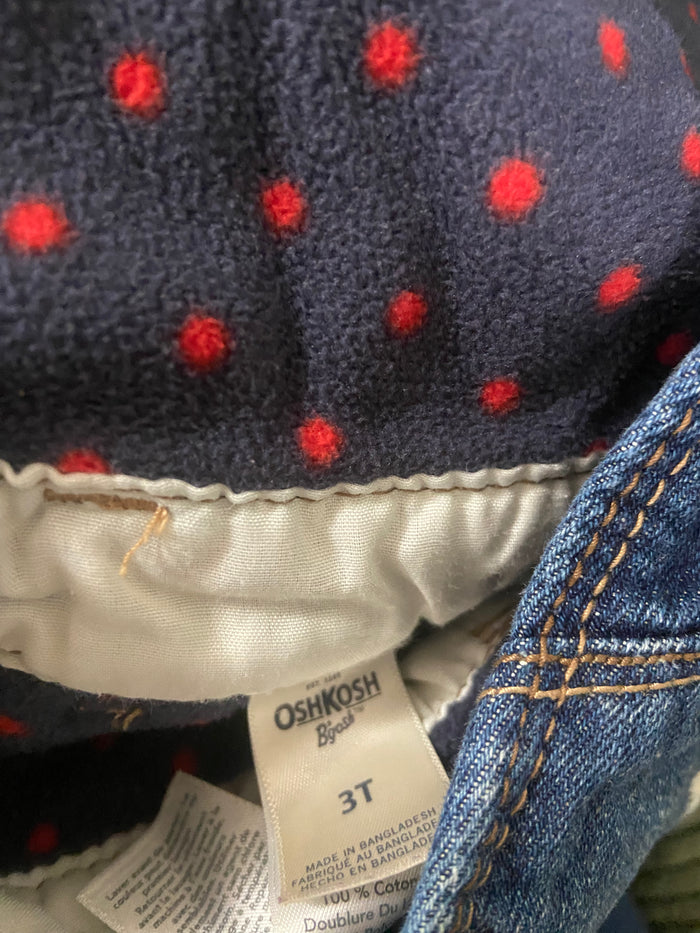 Pre-Loved Oshkosh Overalls With Red Polka Dot Lining *Size 3T, Girls - Deer Creek Mercantile