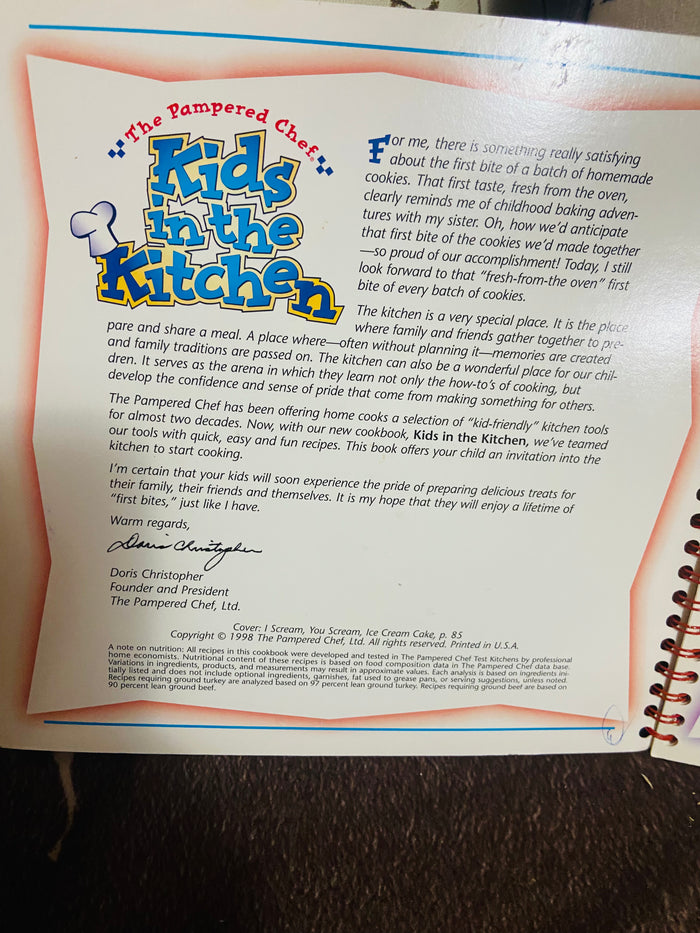Vintage 1998 The Pampered Chef, Kids In The Kitchen Cookbook - Deer Creek Mercantile