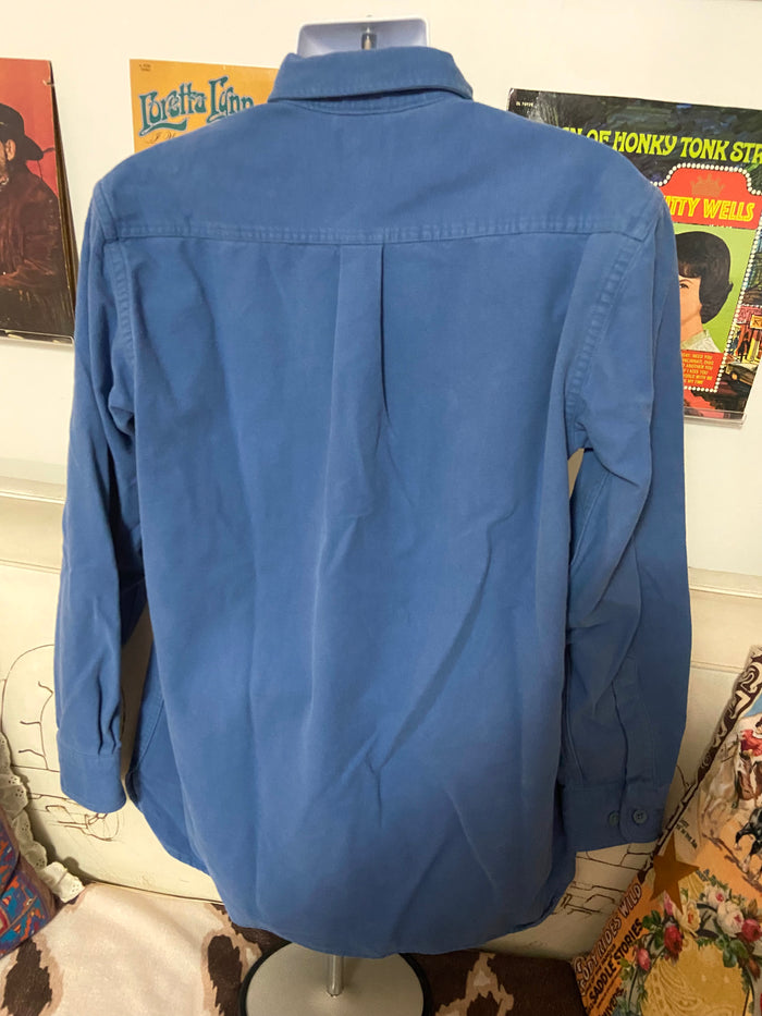 Vintage L.L. Bean Chamois Heavyweight Flannel Shirt, Size Medium, Blue - Deer Creek Mercantile