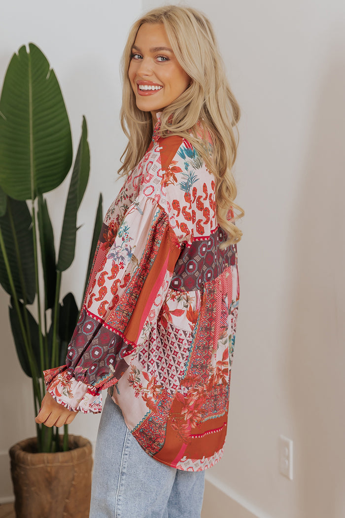 Chemise à manches bulles en patchwork *-A WOMAN WE LOVE