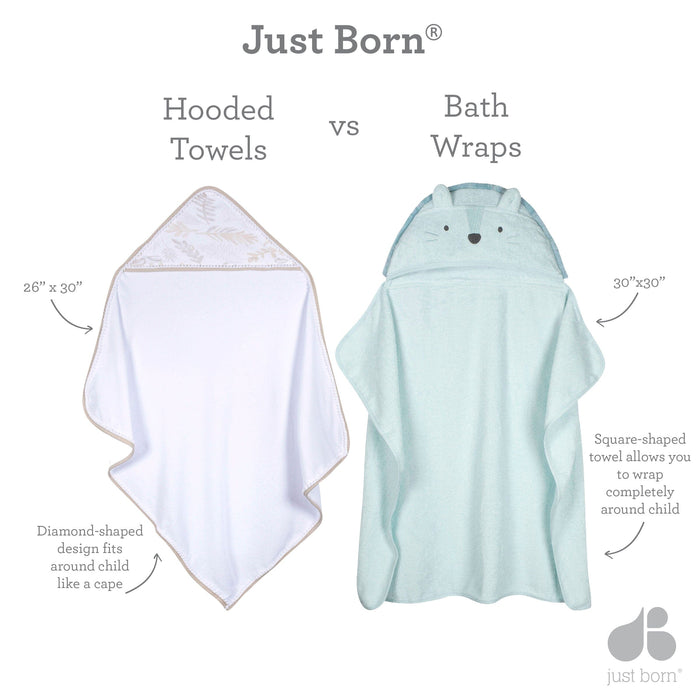 Embroidered Grey Hippo Hooded Towel