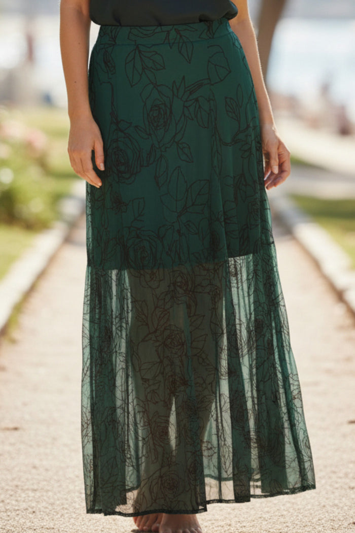 Ensemble deux pièces : haut manches longues + jupe longue Vert