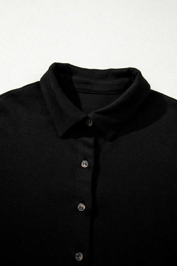 Ensemble lounge noir 3 pièces : débardeur court, short et cardigan