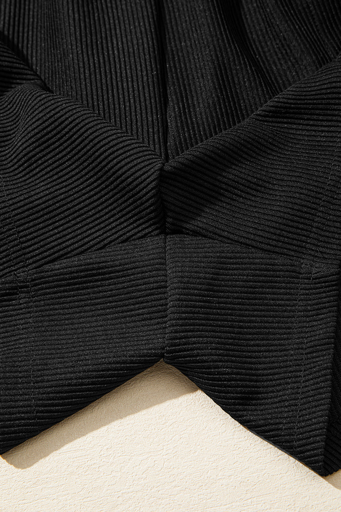 Ensemble pull et short baggy à texture côtelée noire à épaules tombantes