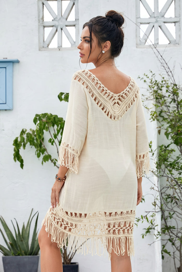🌴 ÉVASION DOUCE – La robe bohème aux finitions crochet délicates