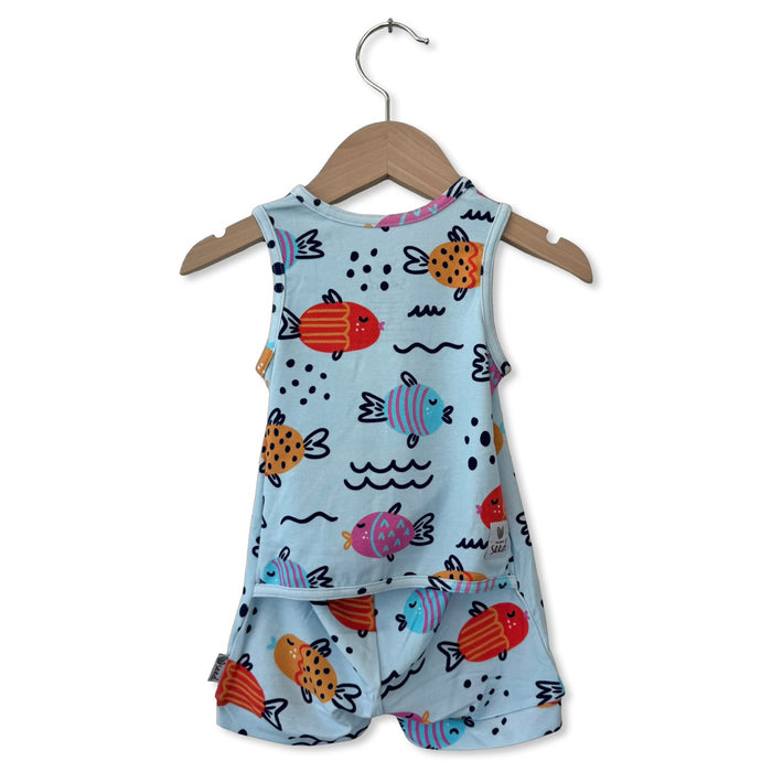 Fishy Kiss Kid’s Sleeveless Shorty Romper Luxe Edition | Cotton Bamboo Blend