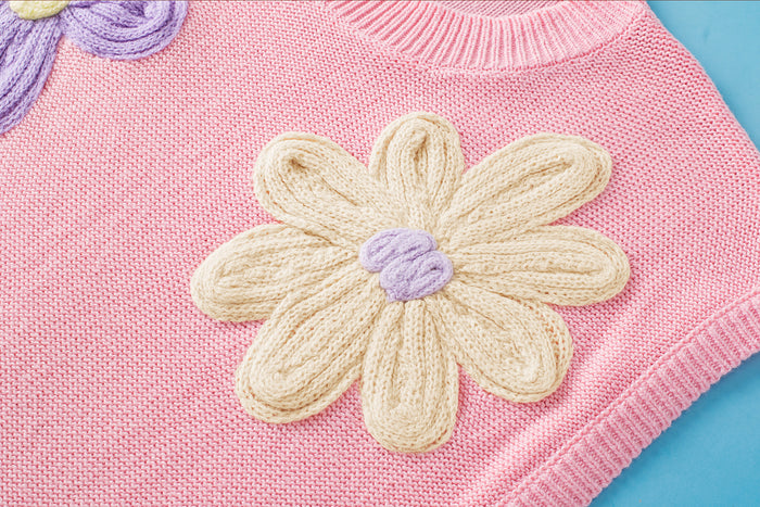 Haut pull rose à manches courtes *