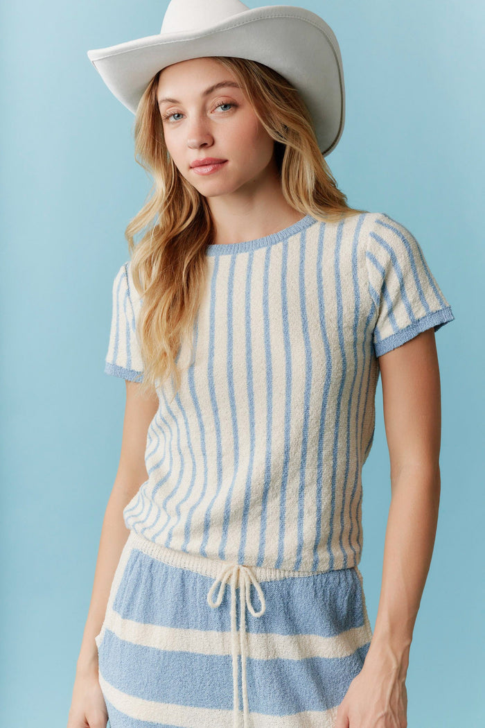 Hazel's Blue & White Striped Top - Deer Creek Mercantile