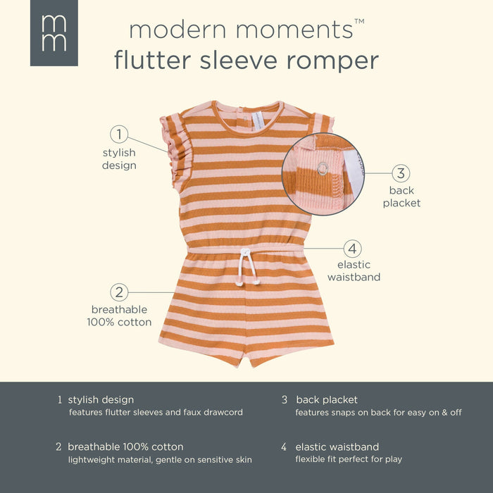 Infant & Toddler Girls Rose Stripe Flutter Sleeve Romper rompers Modern Moments™ by Gerber®