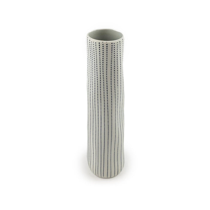 Koza Vase - White with Blue Dashes