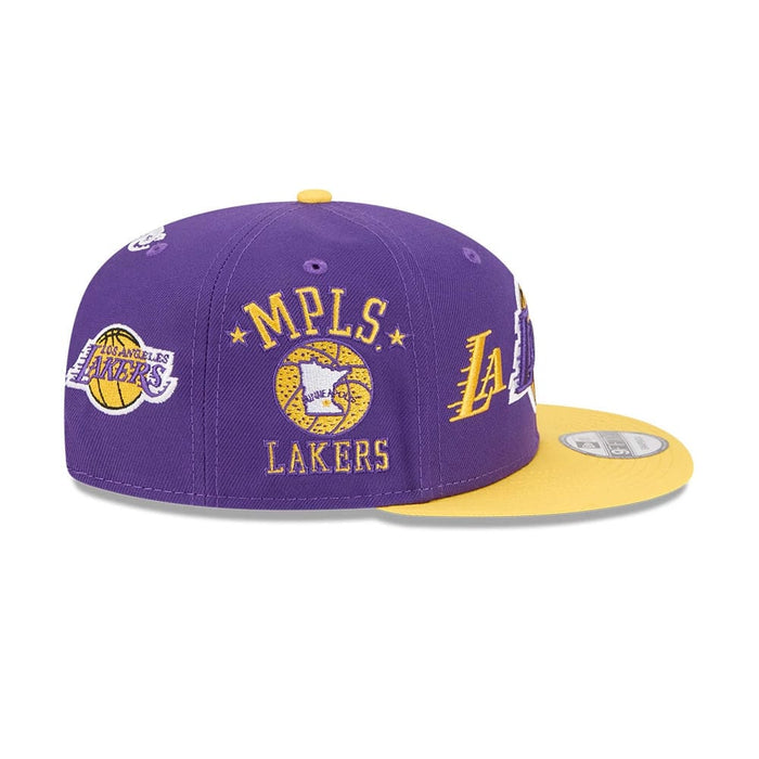 Pictured is this NBA Hardwood Classic All Star Game LA Lakers 9FIFTY Snapback cap in purple. 7