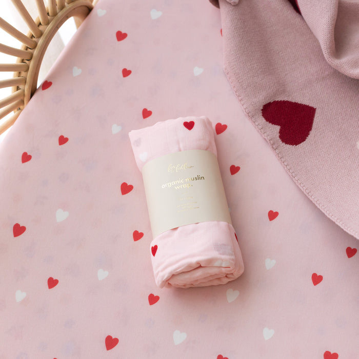 Little Hearts Muslin Wrap Swaddle - PRE-ORDER (OCTOBER)
