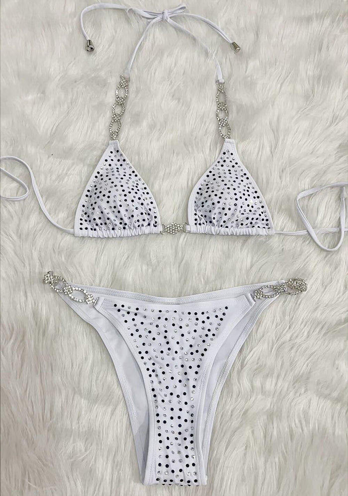 Maillot de bain bijoux strass Blanc