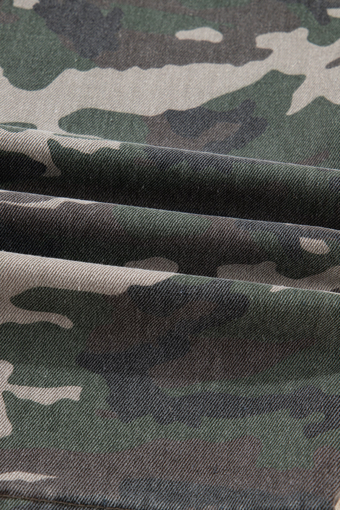 Pantalon cargo vert camouflage à jambe large