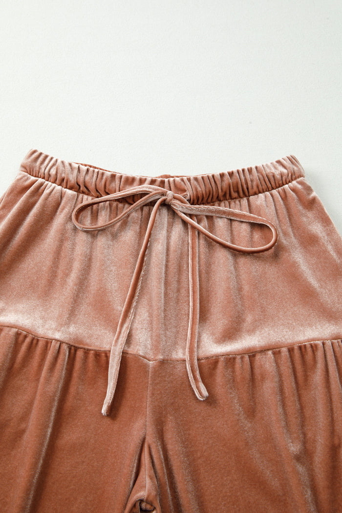Pantalon taille haute à lacets minéraux marron