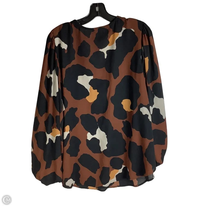 Top Long Sleeve By Adrienne In Animal Print, Size: L