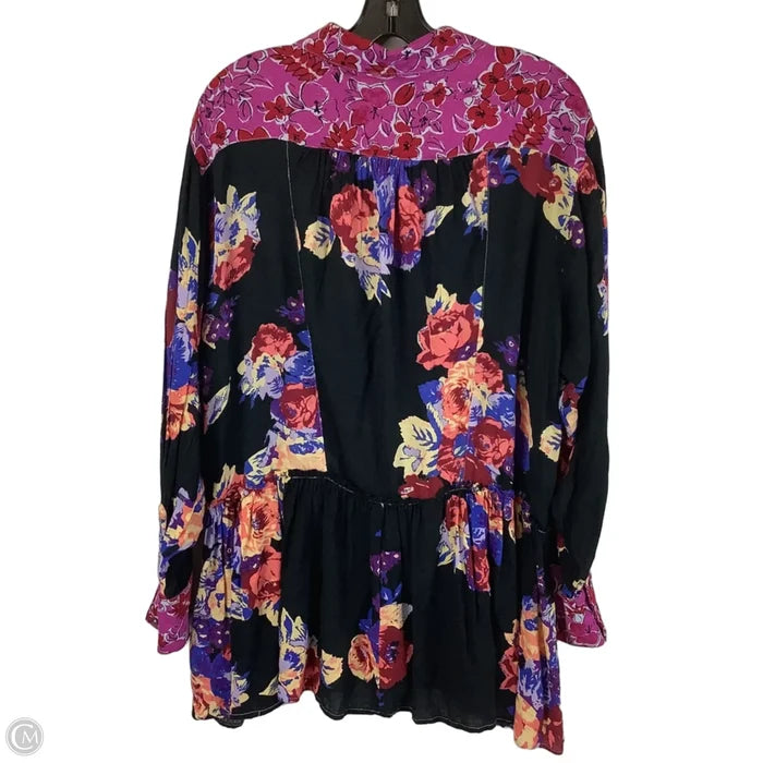 Tunic Long Sleeve By Free People In Black & Purple, Size: S