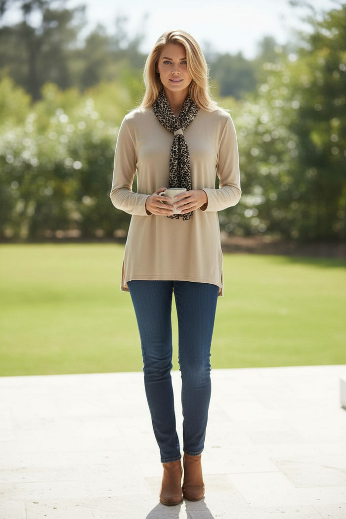 Tunique oversize en maille douce beige
