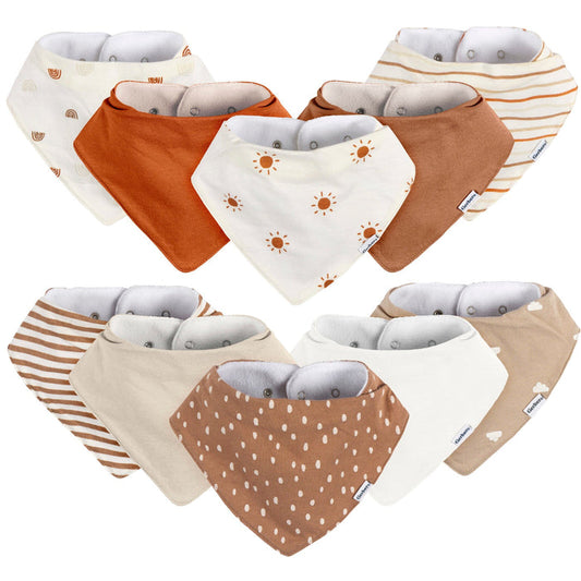10-Pack Baby Neutral Multi Rust Bandana Bib