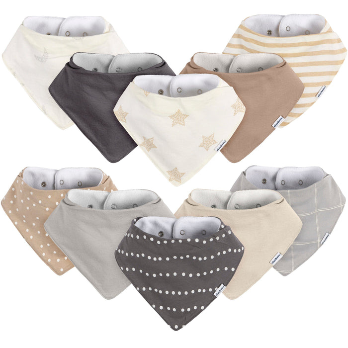 10-Pack Baby Neutral Multi Grey Bandana Bib