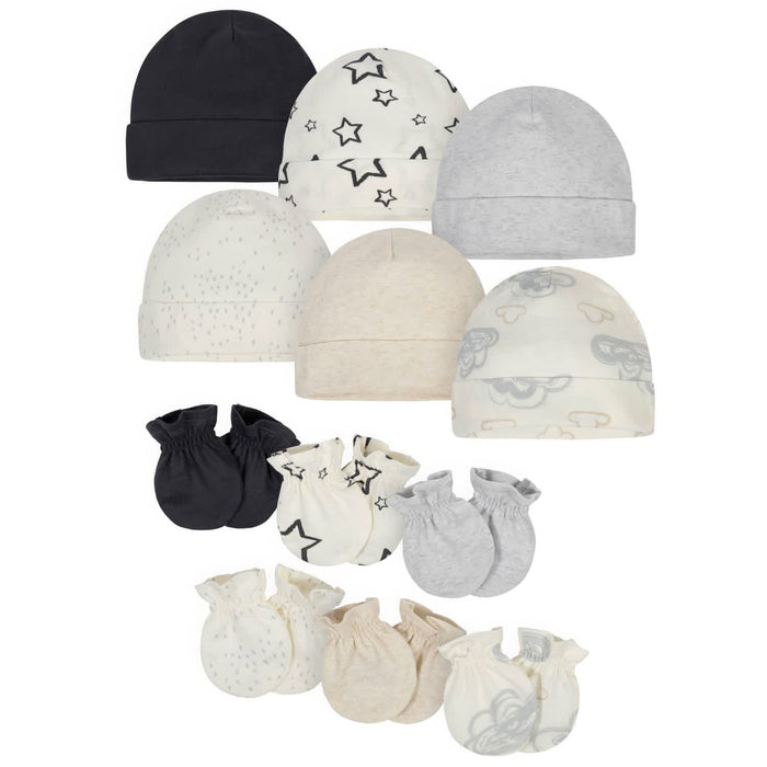 12-Pack Baby Neutral Words Cap and Mitten Set-Gerber Childrenswear