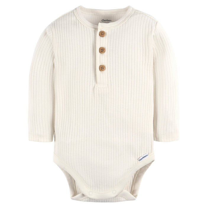 2-Pack Baby Boys Ivory & Grey Henley Onesies® Bodysuits onesies Gerber®