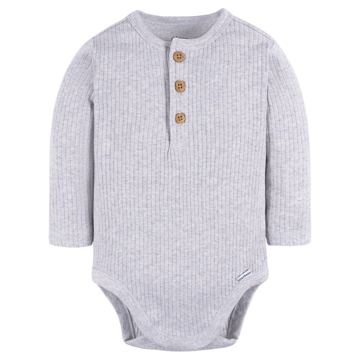 2-Pack Baby Boys Ivory & Grey Henley Onesies® Bodysuits onesies Gerber®