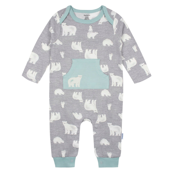 2-Pack Baby Boys Blue Polar Bear Rompers