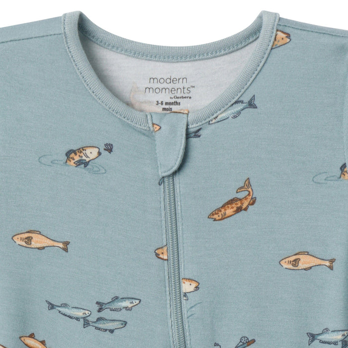 2-Pack Baby Boys Medium Teal Fishing Footless Coveralls