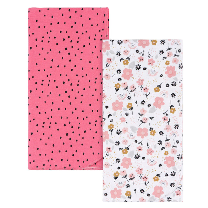 2-Pack Baby Girls Bear Flannel Blankets Blankets Gerber®