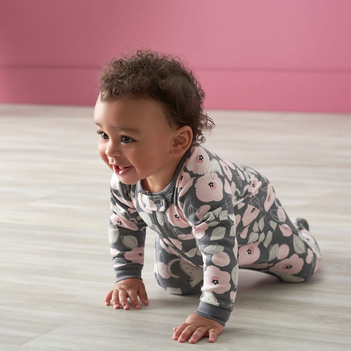 2-Pack Baby Girls Comfy Stretch Floral Leopard Sleep 'n Plays-Gerber Childrenswear
