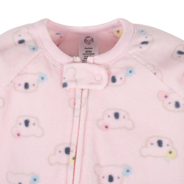 Gerber® 2-Pack Baby Girls Flowers & Koalas Fleece Pajamas-Gerber Childrenswear