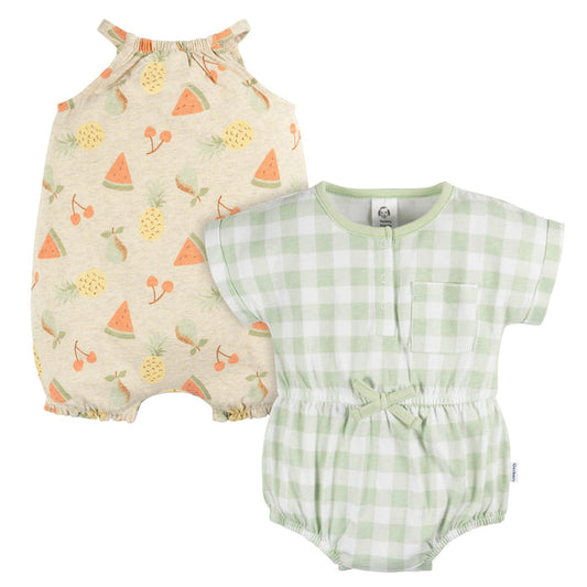 2-Pack Baby Girls Fruit Romper