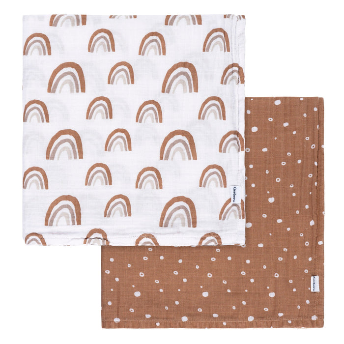2-Pack Baby Neutral Boho Rainbow Muslin Blanket