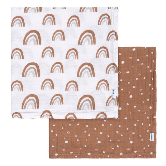 2-Pack Baby Neutral Boho Rainbow Muslin Blanket