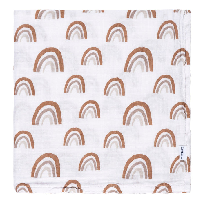2-Pack Baby Neutral Boho Rainbow Muslin Blanket