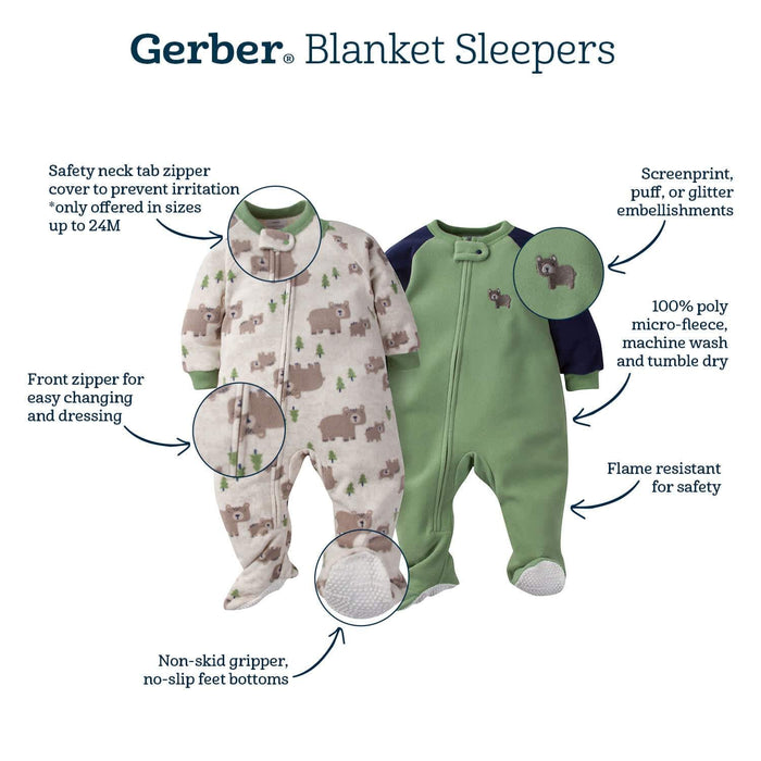 2-Pack Baby & Toddler Boys Dinos Fleece Pajamas-Gerber Childrenswear