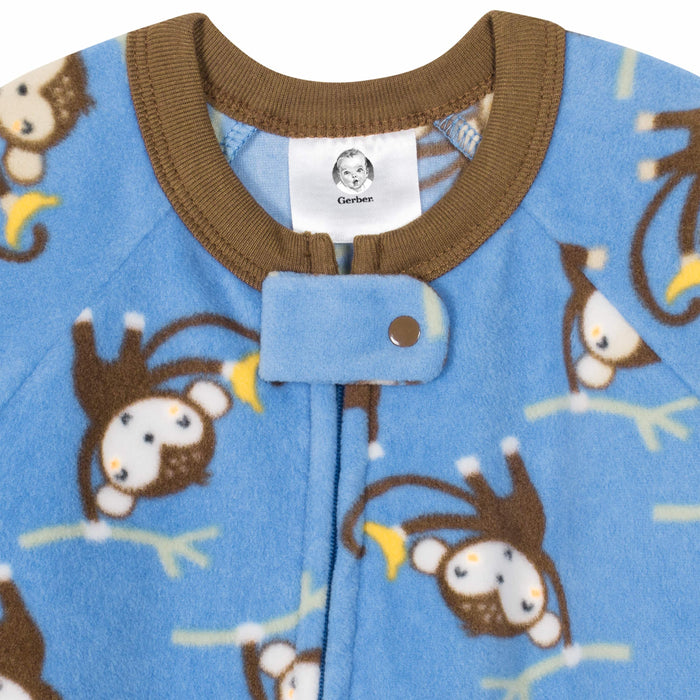 2-Pack Baby & Toddler Boys Monkey Blanket Sleepers-Gerber Childrenswear